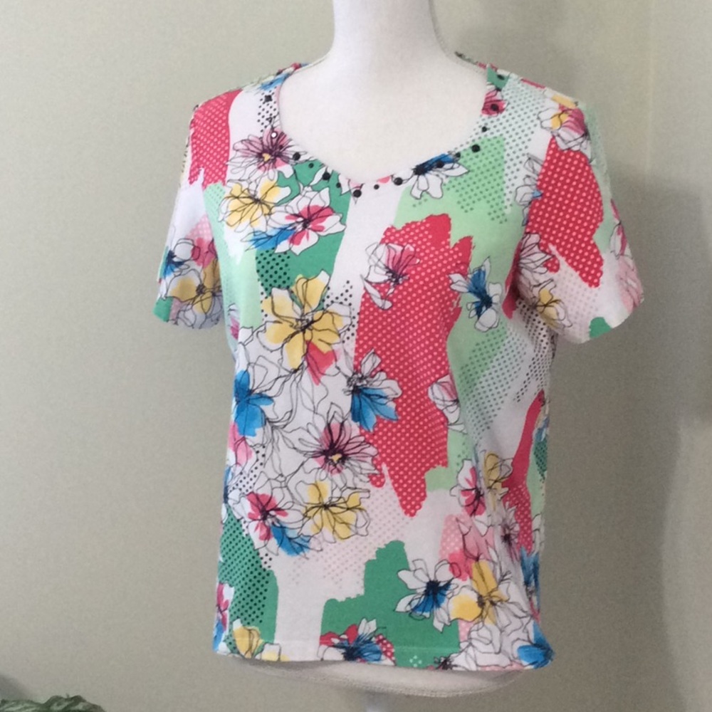 🌺Alfred Dunner s/s floral print cotton top